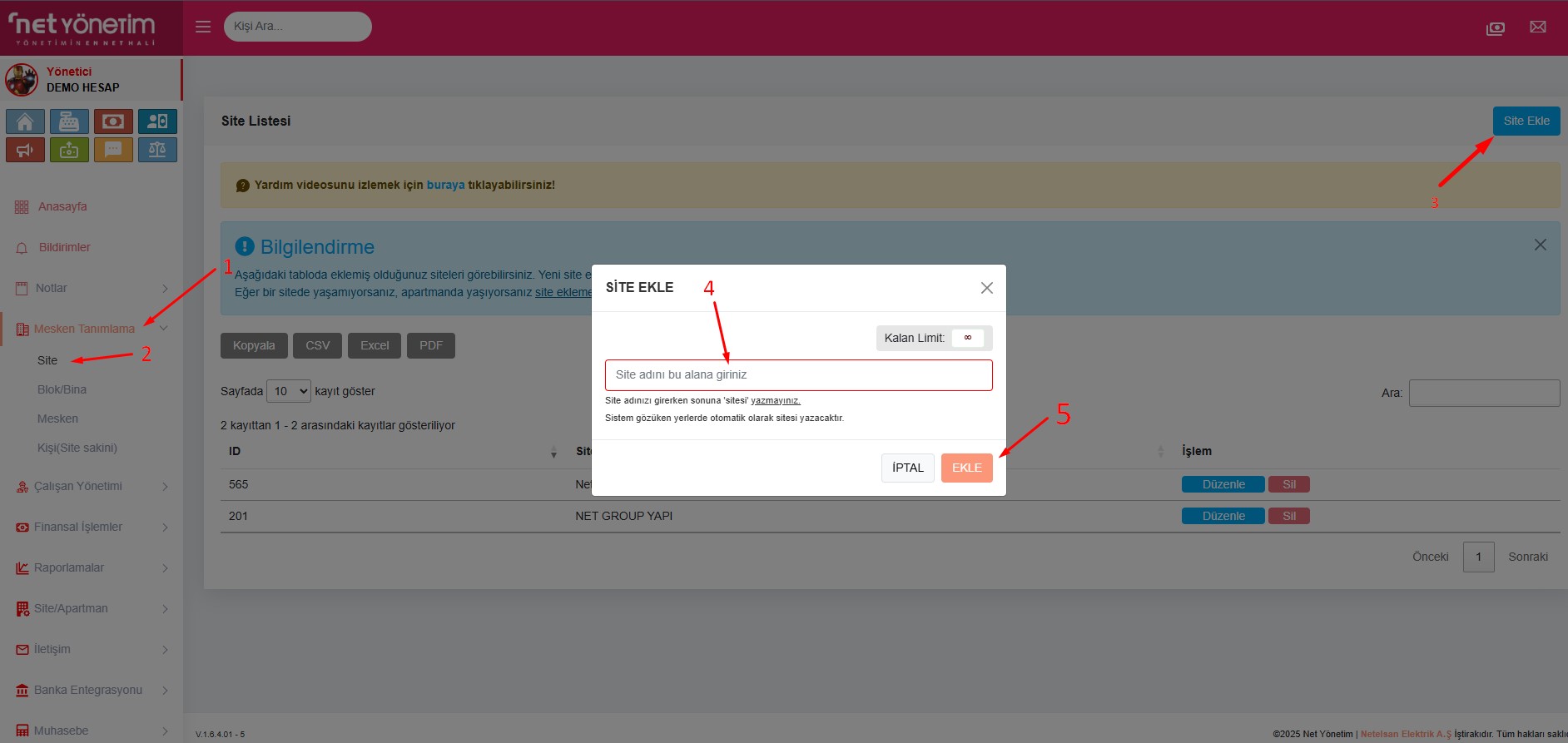 Yeni site nasıl eklenir?